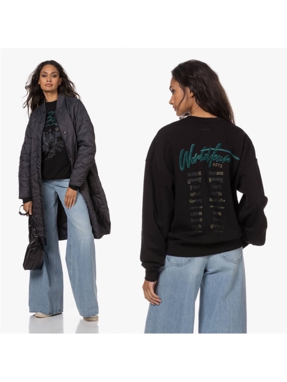 🌺SALE🌺 Anine Bing Kenny Panther Sweatshirt in black Size Large NWT - Picture 5 of 11